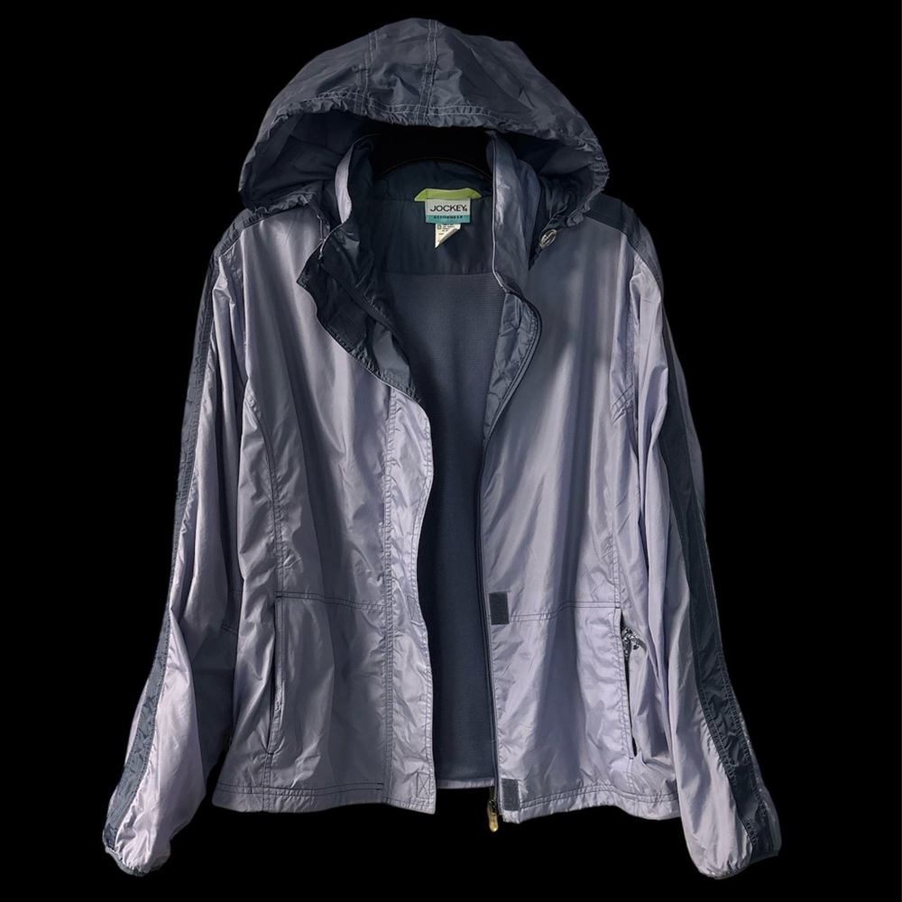 Jockey Women's Light Lavender Full Zip Packable Hood Windbreaker Jacket Size L